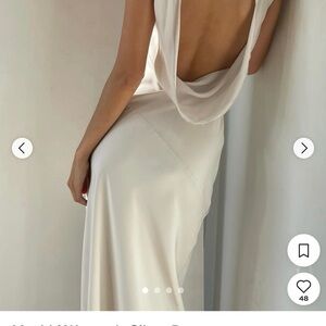 Meshki Ivory Backless Satin Cowl Dress